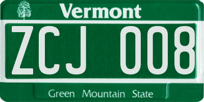 VT license plate ZCJ008