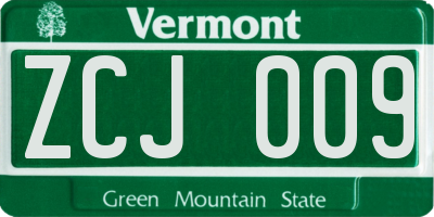 VT license plate ZCJ009