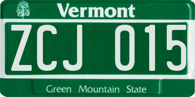 VT license plate ZCJ015