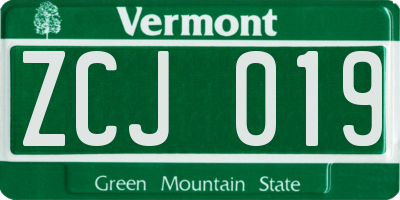 VT license plate ZCJ019