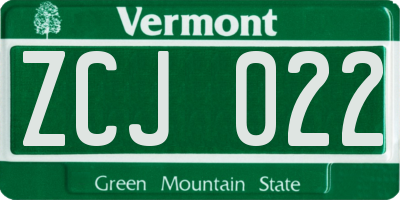 VT license plate ZCJ022