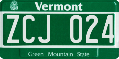 VT license plate ZCJ024