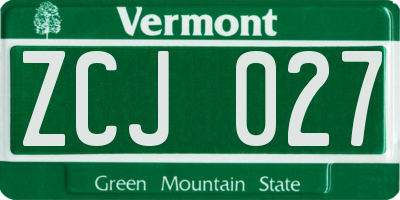 VT license plate ZCJ027