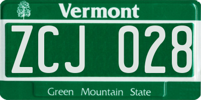VT license plate ZCJ028