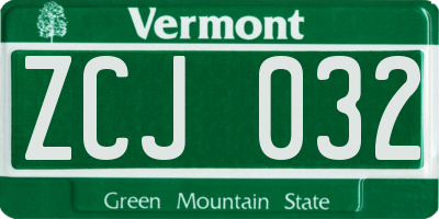 VT license plate ZCJ032