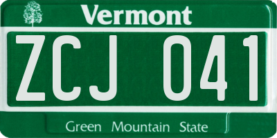 VT license plate ZCJ041