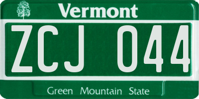 VT license plate ZCJ044