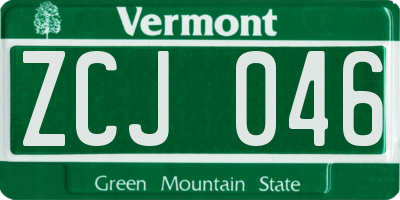VT license plate ZCJ046