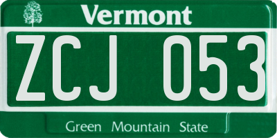 VT license plate ZCJ053