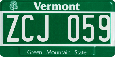 VT license plate ZCJ059