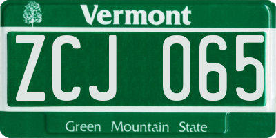 VT license plate ZCJ065