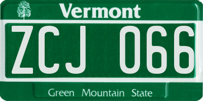 VT license plate ZCJ066