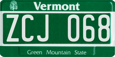 VT license plate ZCJ068