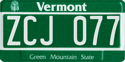 VT license plate ZCJ077