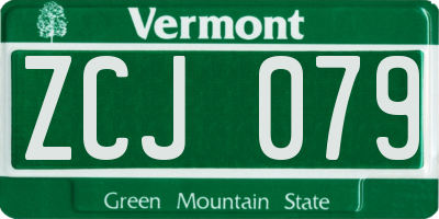 VT license plate ZCJ079
