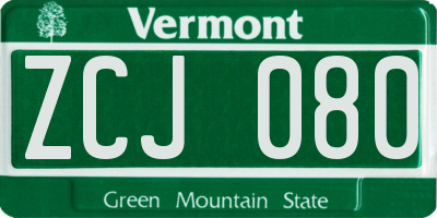 VT license plate ZCJ080