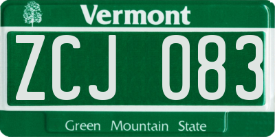 VT license plate ZCJ083