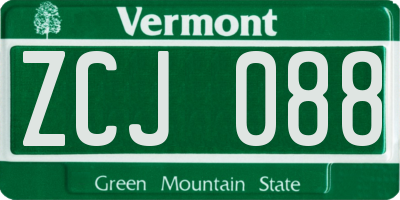 VT license plate ZCJ088