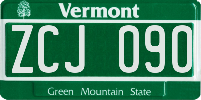VT license plate ZCJ090