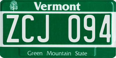 VT license plate ZCJ094