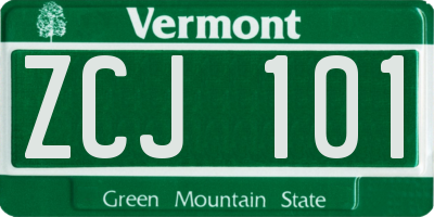 VT license plate ZCJ101