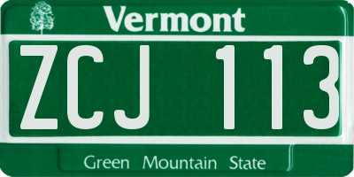VT license plate ZCJ113