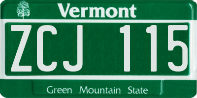 VT license plate ZCJ115