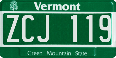VT license plate ZCJ119