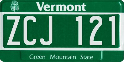 VT license plate ZCJ121