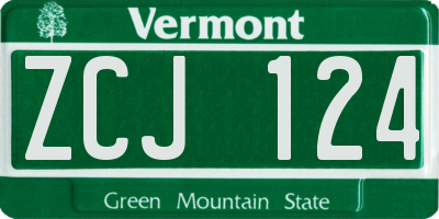 VT license plate ZCJ124