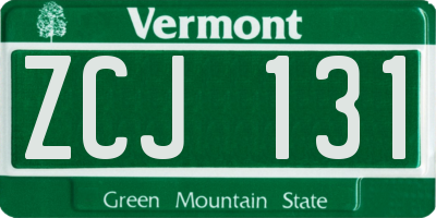 VT license plate ZCJ131