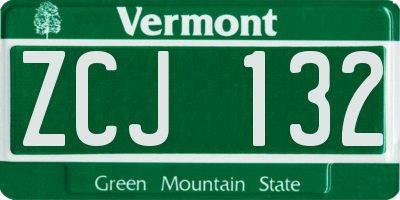 VT license plate ZCJ132