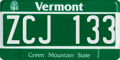VT license plate ZCJ133