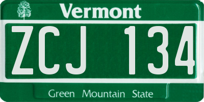 VT license plate ZCJ134
