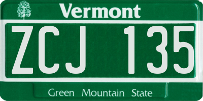 VT license plate ZCJ135