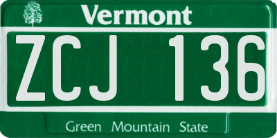 VT license plate ZCJ136