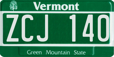 VT license plate ZCJ140