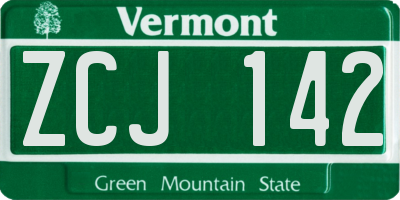 VT license plate ZCJ142