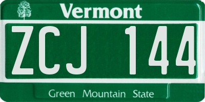 VT license plate ZCJ144