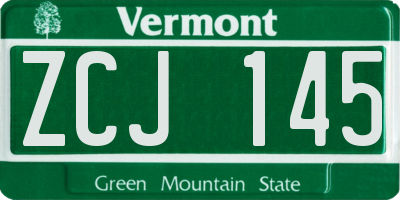 VT license plate ZCJ145