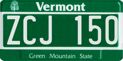 VT license plate ZCJ150