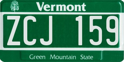 VT license plate ZCJ159