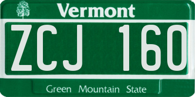 VT license plate ZCJ160