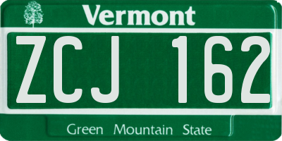 VT license plate ZCJ162