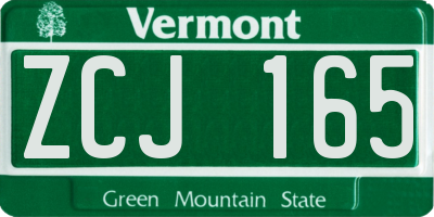 VT license plate ZCJ165