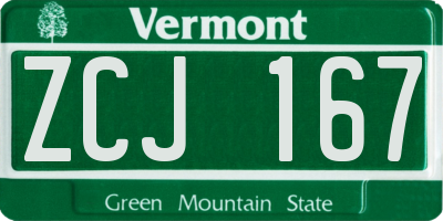 VT license plate ZCJ167