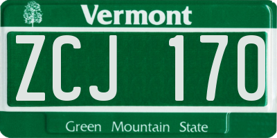 VT license plate ZCJ170