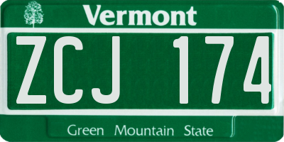 VT license plate ZCJ174