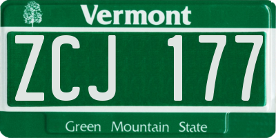 VT license plate ZCJ177