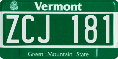 VT license plate ZCJ181